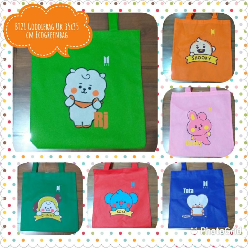 

GOODIEBAG BTS BT21 UK 35X35 CM TAS SPUNBOND ARMY
