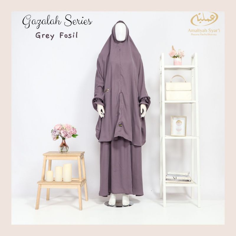 Gazalah Series 2 IN 1 (Handy Khimar +Long Skirt) by Amaliyah Syar'i / Khimar 2in1 / Handy Khimar / K