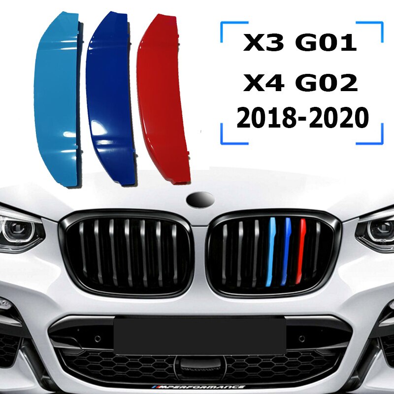 3 Pcs Strip Klip Trim Grill Mobil Balap BMW X3 F25 G01 E83 X4 F26 G02 2003-2019 2020 2021 M Power