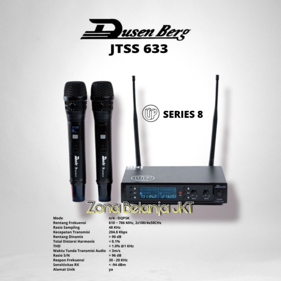 Mic Wireless Dusenberg JTSS 633 UP 8 Series UHF 2 Mic Handle Pegang Original