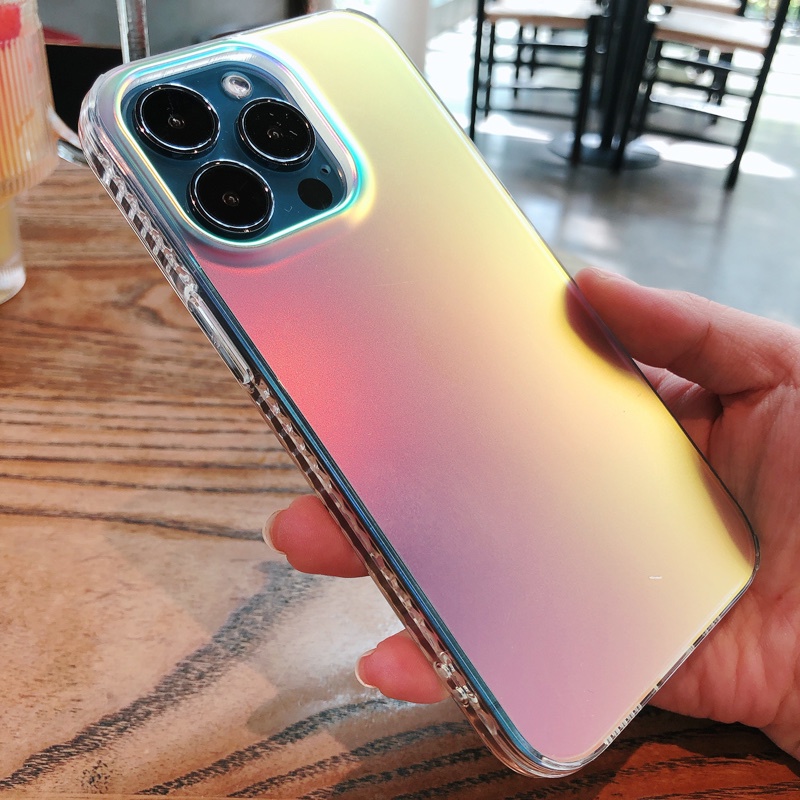 (Laser) Soft Case Hp Warna Gradasi Untuk iPhone 13 / 12 / 11promax / XS MAX / XR / 7 + / 8plus