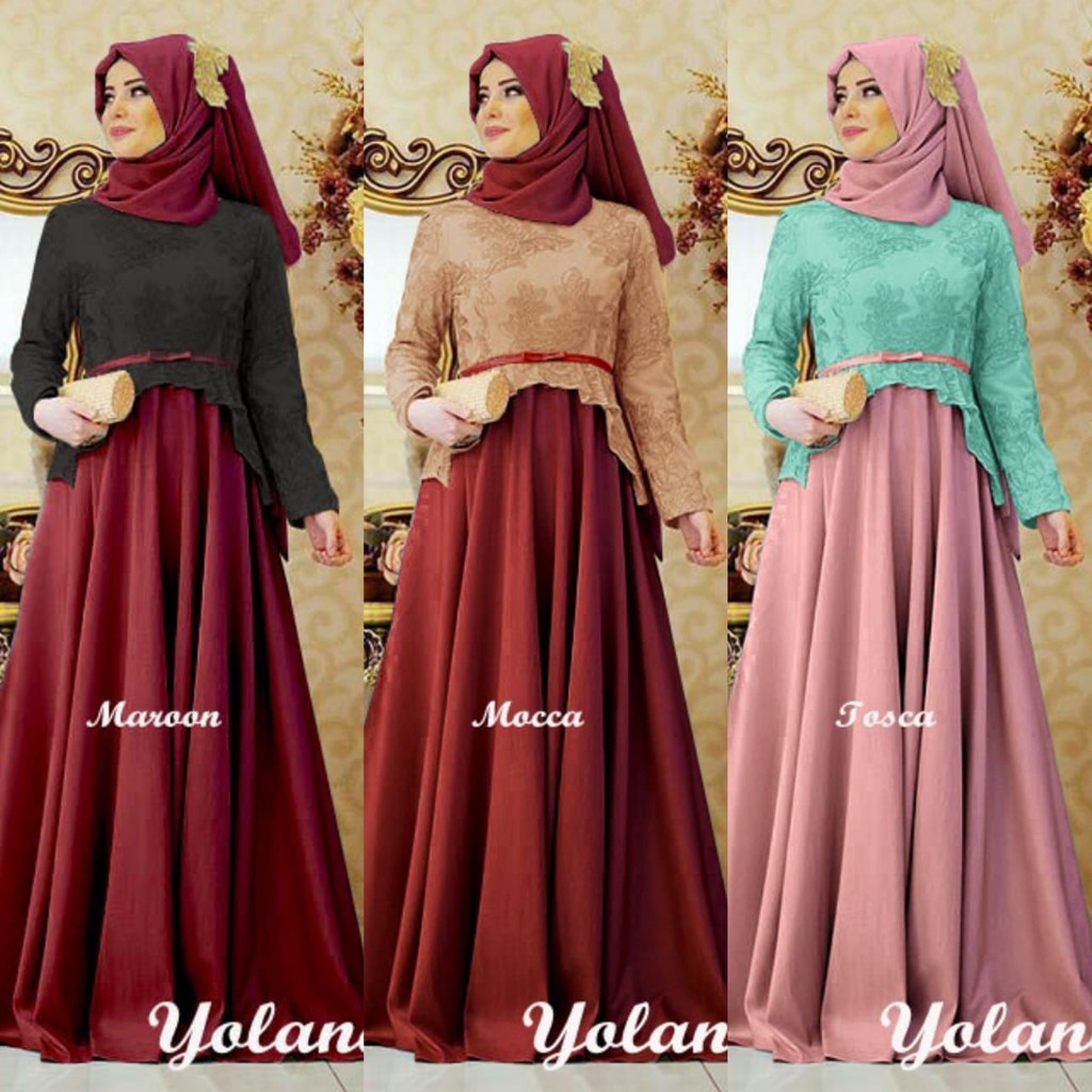 LV YOLANDA HIJAB SET GAMIS PREMIUM SS - Maxi Dress Pakaian Wanita Muslim
