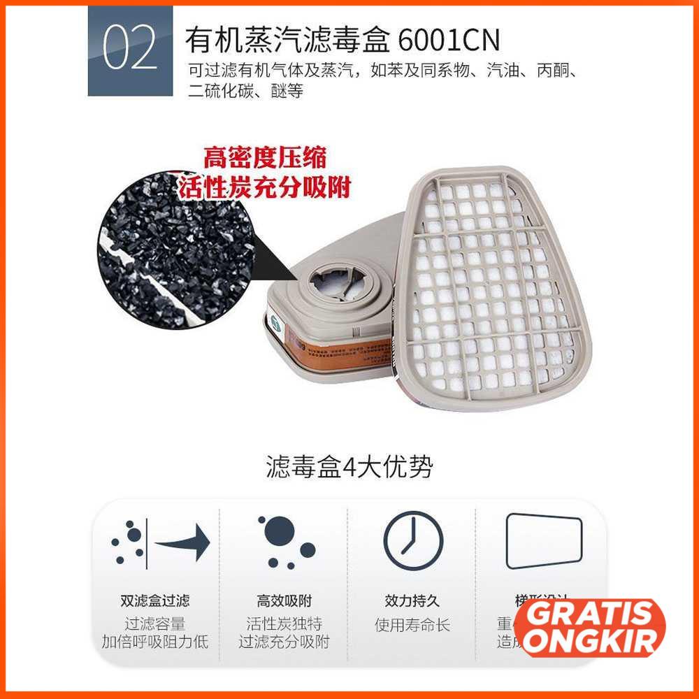 Organic Filter Masker Carbon Respirator Gas Mask 6001CN