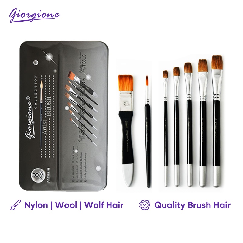 

Giorgione Kuas Lukis Paint Brush Set 8 Pcs