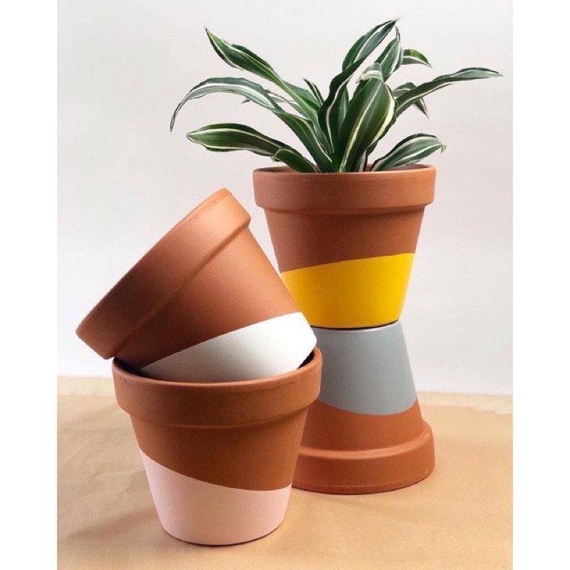 Pot Terakota Handmade Motif B / Vas Tanah liat / Cover Pot Gerabah Sukulen / Aesthetic Decor / Pot B