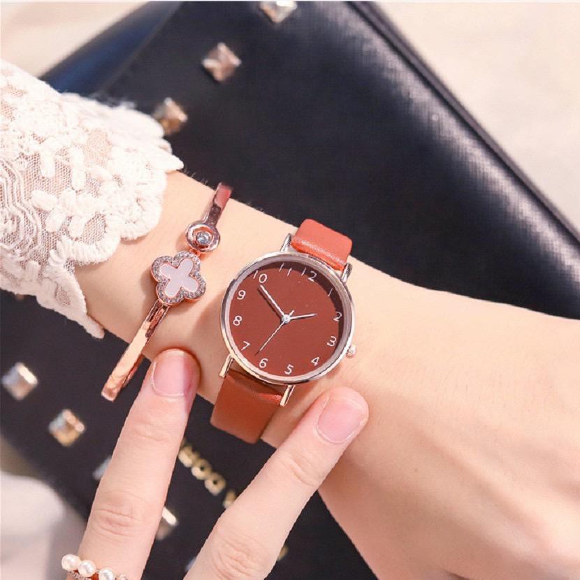 BAJ Jam Tangan Wanita Kulit Korea Strap PU Leather Polos Analog Quartz Fashion Korean Watch Casual JF072