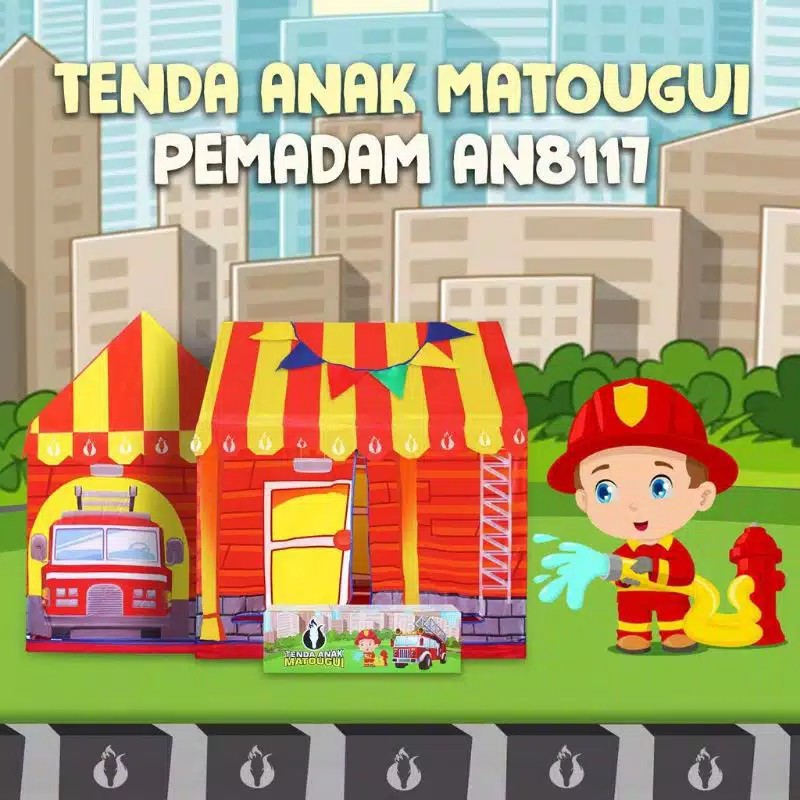 Tenda Anak Kartun Karakter Hewan Zoo Kids Tent - Tenda Anak Pemadam AN8117 Mainan Rumah