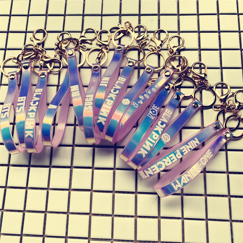 BTS BLACKPINK IZONE GOT7 EXO Keychain Laser Phone Lanyard