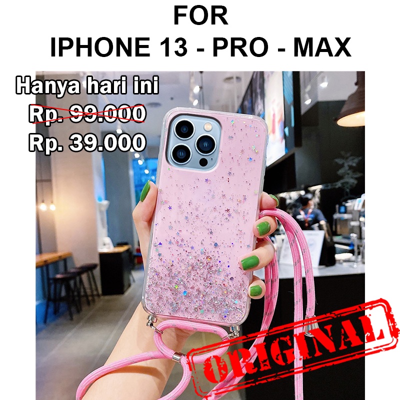 GLITTER LANYARD case iPhone 13 - iPhone 13 Pro - iPhone 13 Pro Max softcase casing hp silicone cover