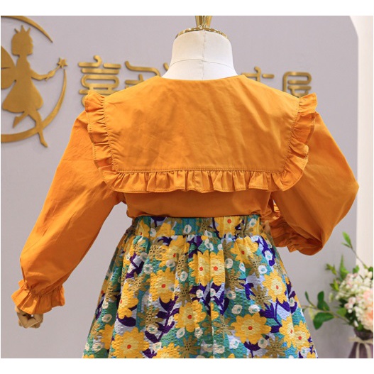 SETELAN ANAK CEWEK IMPORT / BAJU ROK MOTIF YELLOW FLOWER