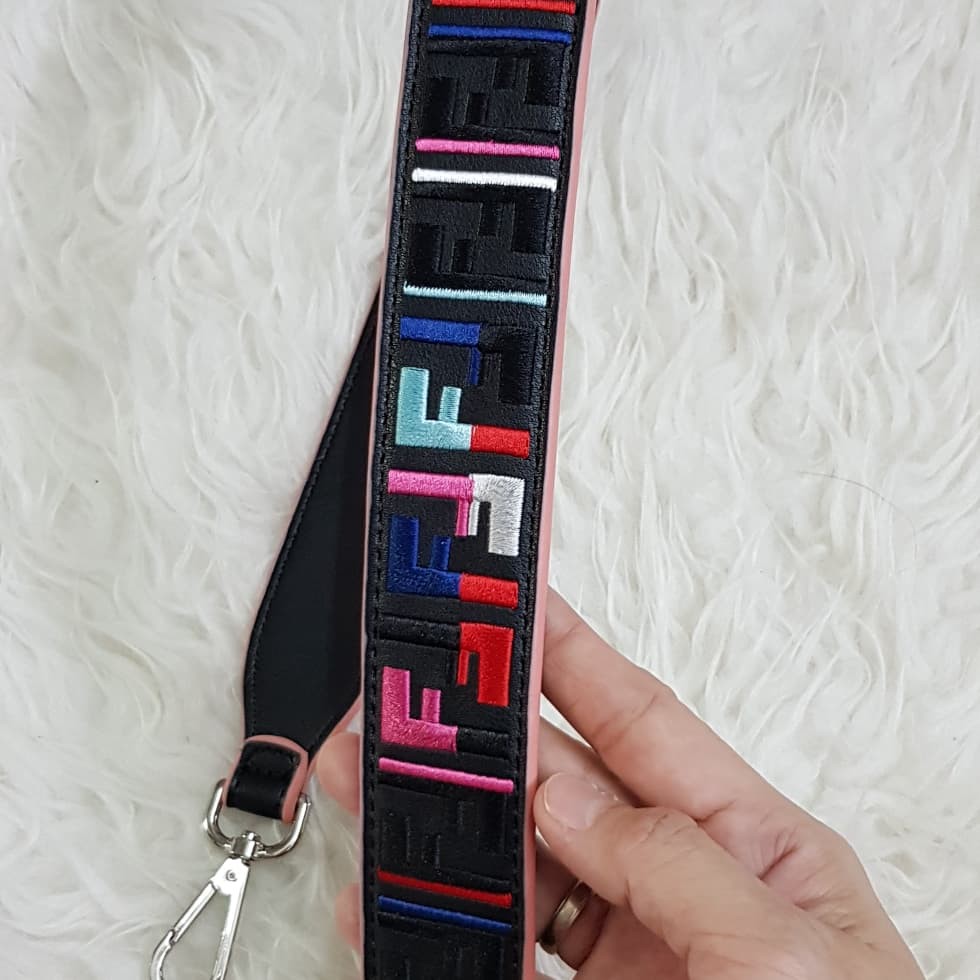 FF leather Embroidery Bag Strap