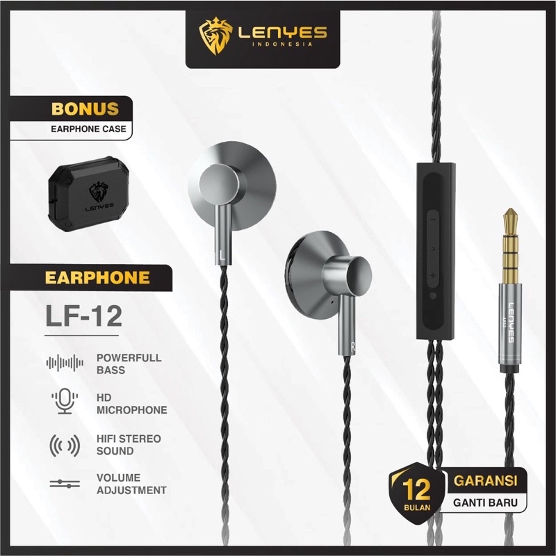 GROSIR HANDSFREE LENYES INTERNASIONAL LF12 BONUS BOX HF ORIGINAL EXTRABASS EARPHONE