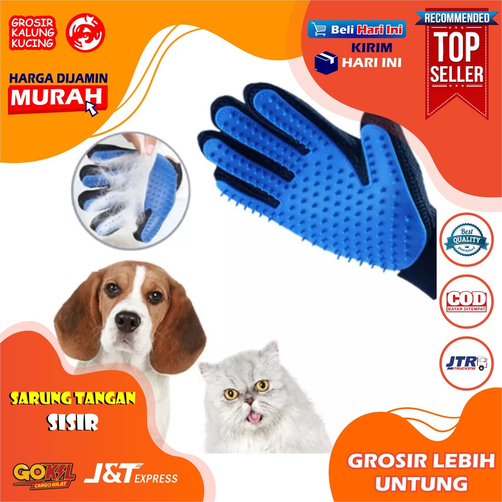 Sarung Tangan Sisir Pembersih Bulu Rambut Hewan Peliharaan Anjing Kucing Serbaguna silicone Pet Glove pet grooming pet brush TRUE TOUCH ORIGINAL - SARUNG TANGAN GROOMING KUCING ANJING SIKAT MANDI