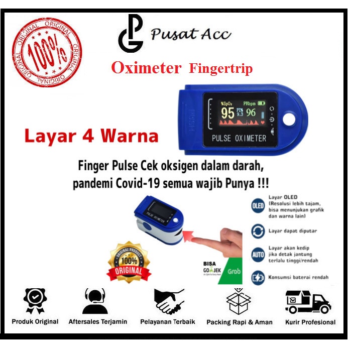 Oximeter Fingertrip - oximeter 4 warna LCD -Oxymeter Full Colour LK87