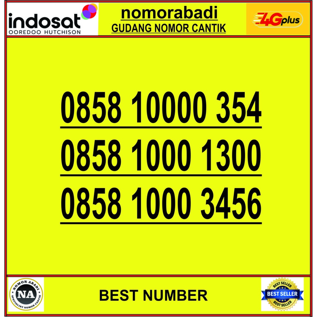 NOMOR CANTIK INDOSAT 4G 0858 1000 H1500