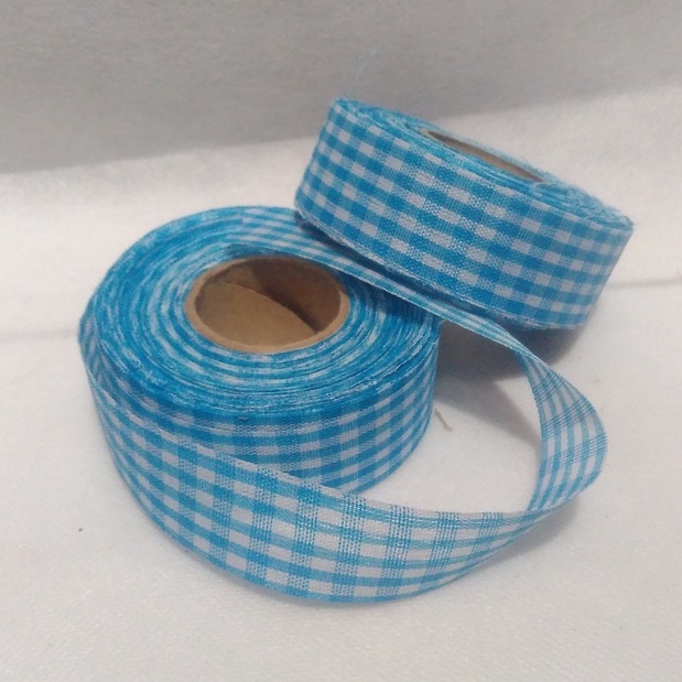 

Pita Kotak Biru MUda Ukuran 1inch /2,5cm per Roll