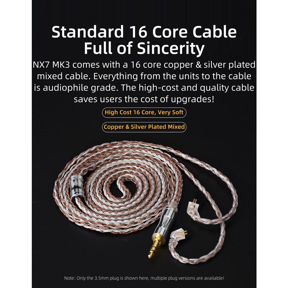 NICEHCK NX7 MK3 HIFI Earphone 7 Driver Units Earbud Upgraded 4BA+Dual CNT Dynamic+Piezoelectric Hybrid Replaceable Facepanel IEM