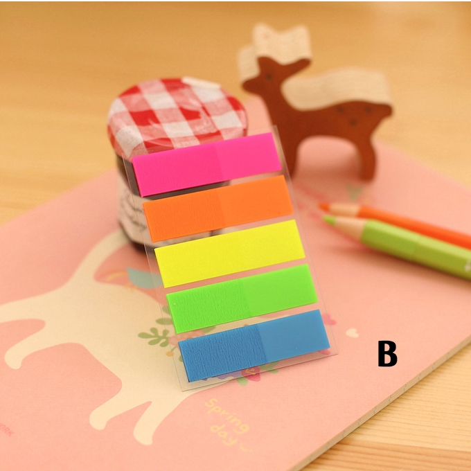 5pcs Set Sticky Note Kertas Memo/Post Warna-Warni Fluorescent Kreatif Portable Untuk Kantor/Sekolah