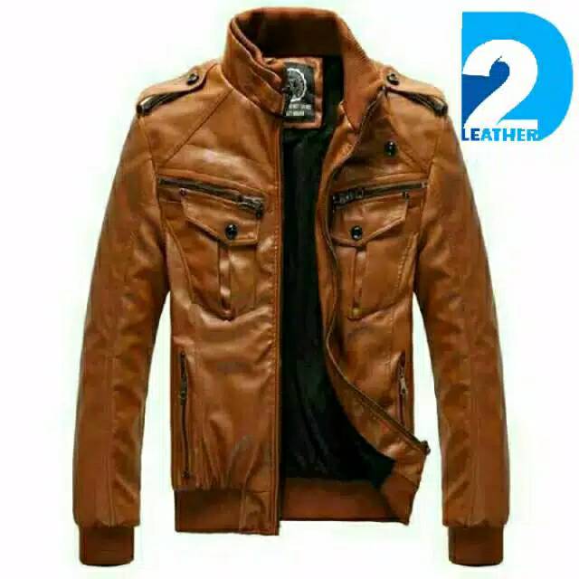 PREMIUM Jaket Kulit Pria Elegant Brownie ARL 033 Silverstone RFLA Ariel Noah Sintetis 90 Mirip Kulit