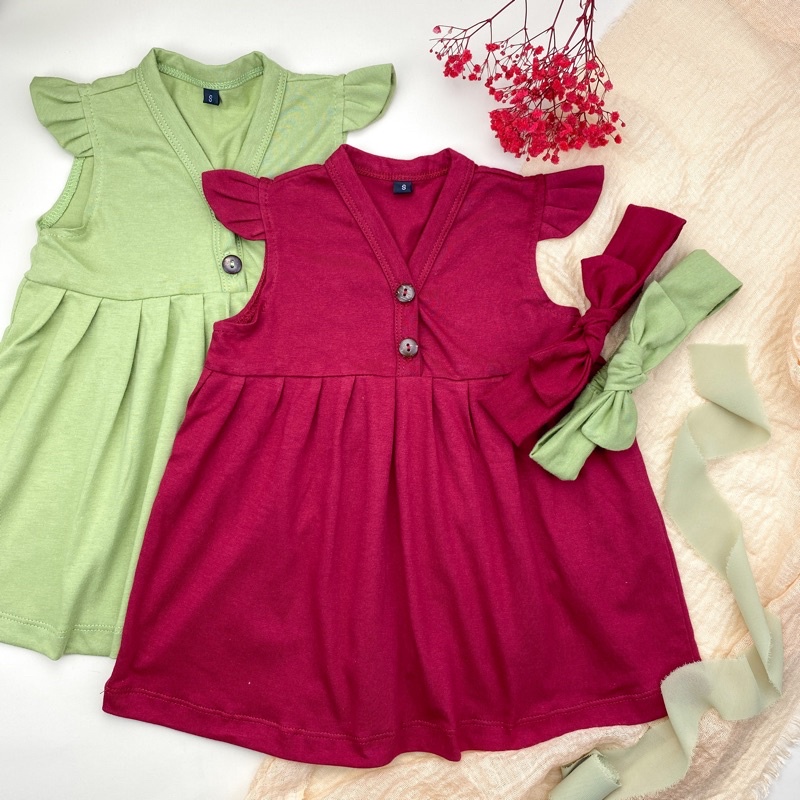 MINIQUIN Daisy Dress + Free Bandana (Baju Bayi Perempuan usia 0 - 18 bulan)