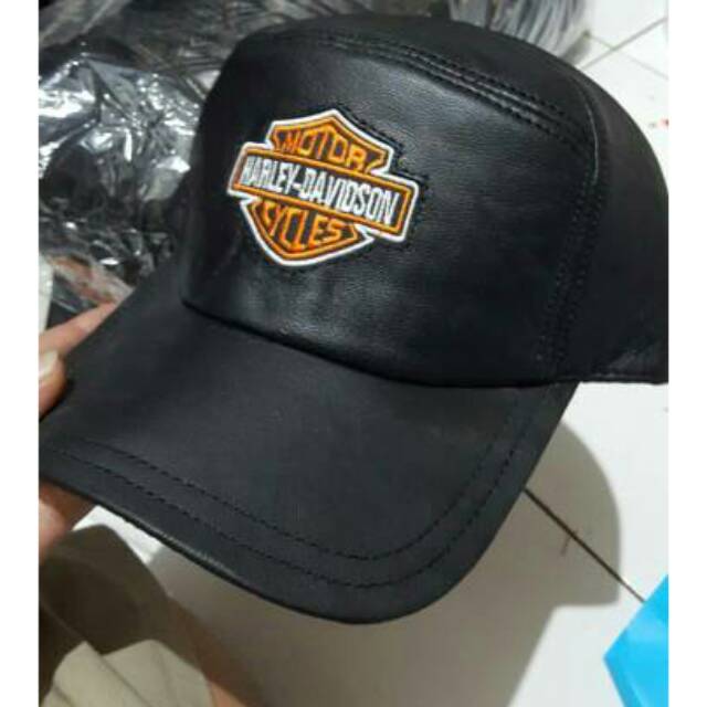 Topi kulit harley davidson