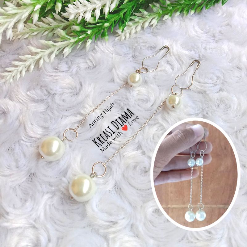 anting hijab mutiara simple wanita