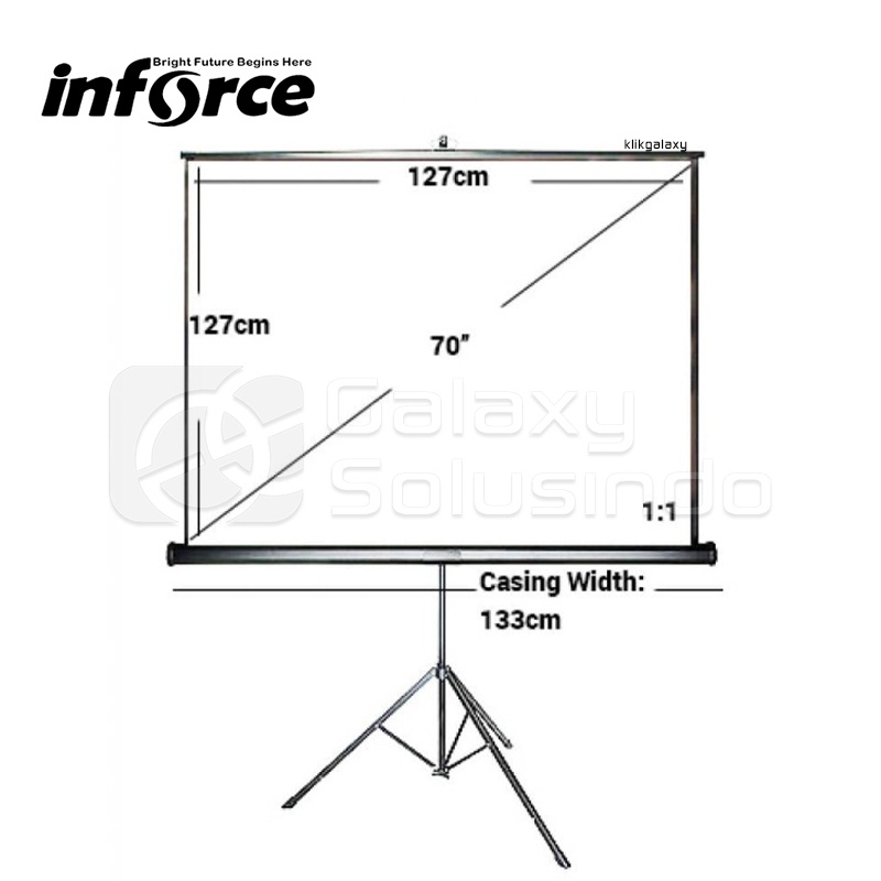 INFORCE Tripod Screen 70&quot; 1:1 Layar Projector Stand