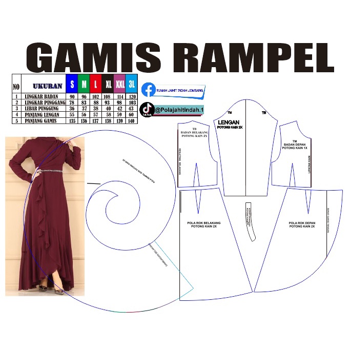 Pola Instan Pola Gamis Dewasa Pola Gamis Rempel