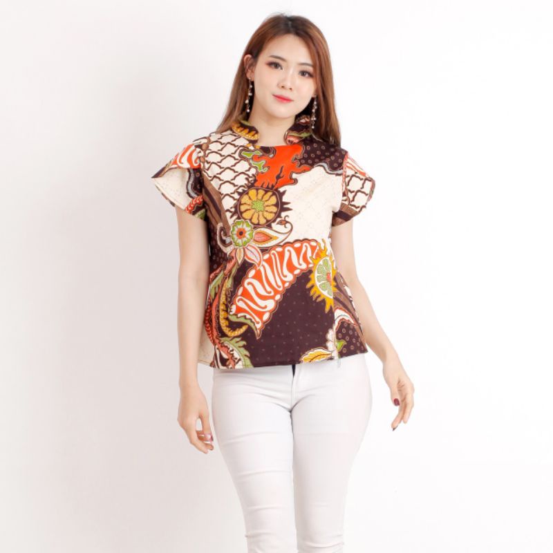 Batik wanita - Atasan blouse batik wanita fashion 569-BROWN BG