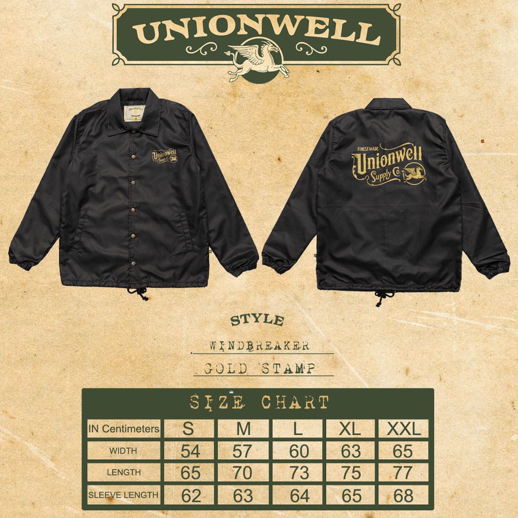 Unionwell Windbraker Jacket Gold Stamp Black