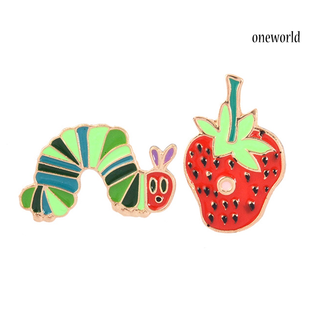 OW@ Brooch Pin Strawberry Shape Portable Unisex Funny Enamel Brooch Pin Set for Daily Life