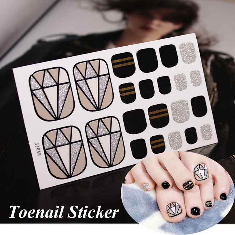 Jj041-060 22pcs/lembar Stiker Kuku Kaki Palsu 3d Diy