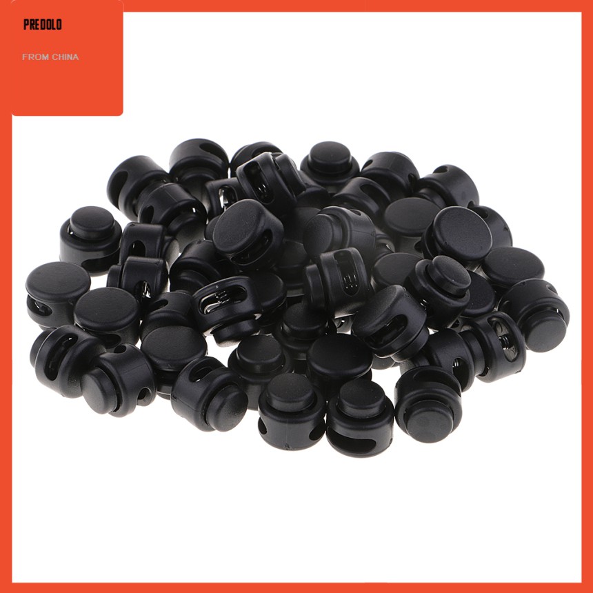 [In Stock] 50pcs Plastic Toggle Spring Stop 2 Hole String Lanyard Luggage Stoppers 13mm