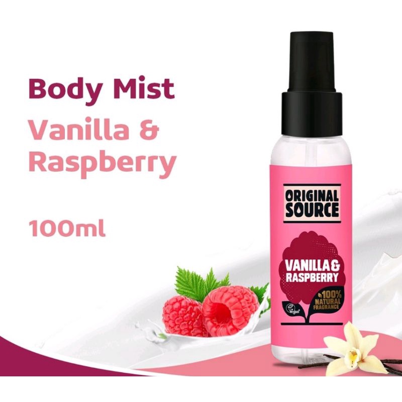 ORIGINAL SOURCE  VANILLA DAN RASPBERRY BODY MIST PARFUM VEGAN