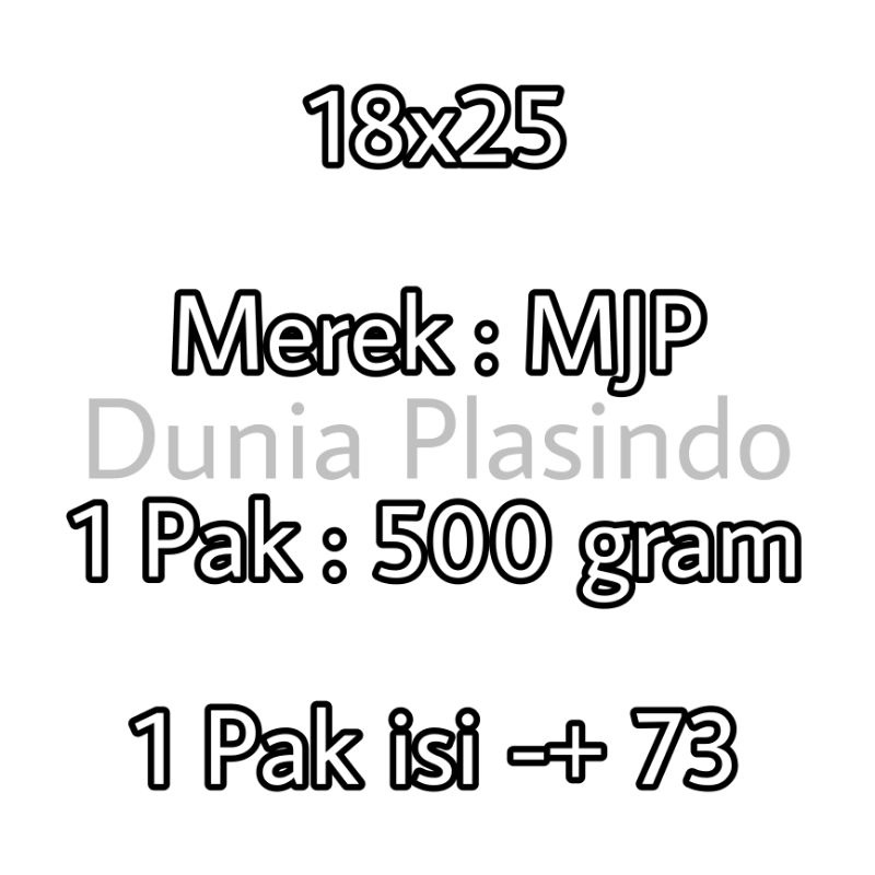 Plastik PP Bening MJP  Tebal 0.06 Lebar 18 Uk.18x25 18x30 18x35