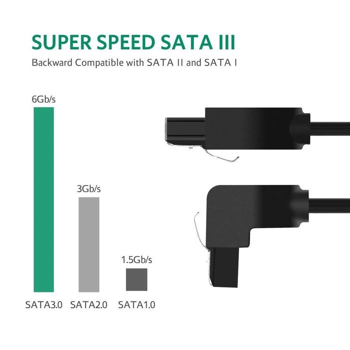 Kabel DATA Hardisk HDD DVD SATA III 6 Gbps versi 3.0 siku L Klip Clip 38cm