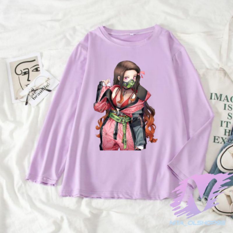 kaos nezeko kaos anak lenganpanjang anime nezuko demon slayer