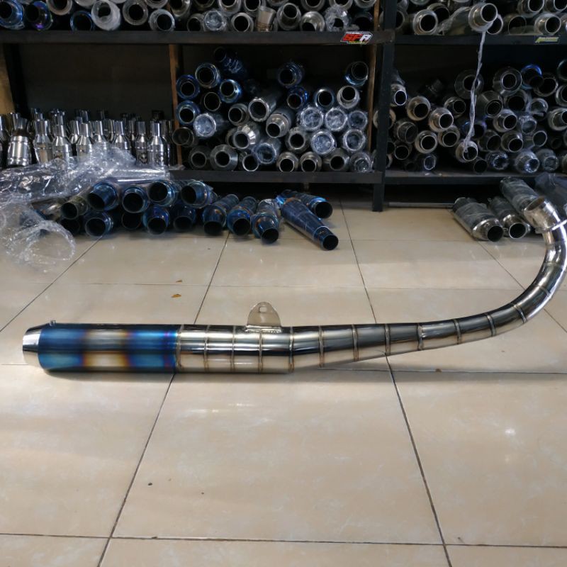 Knalpot standar racing RX KING blue suara garing kemrincing