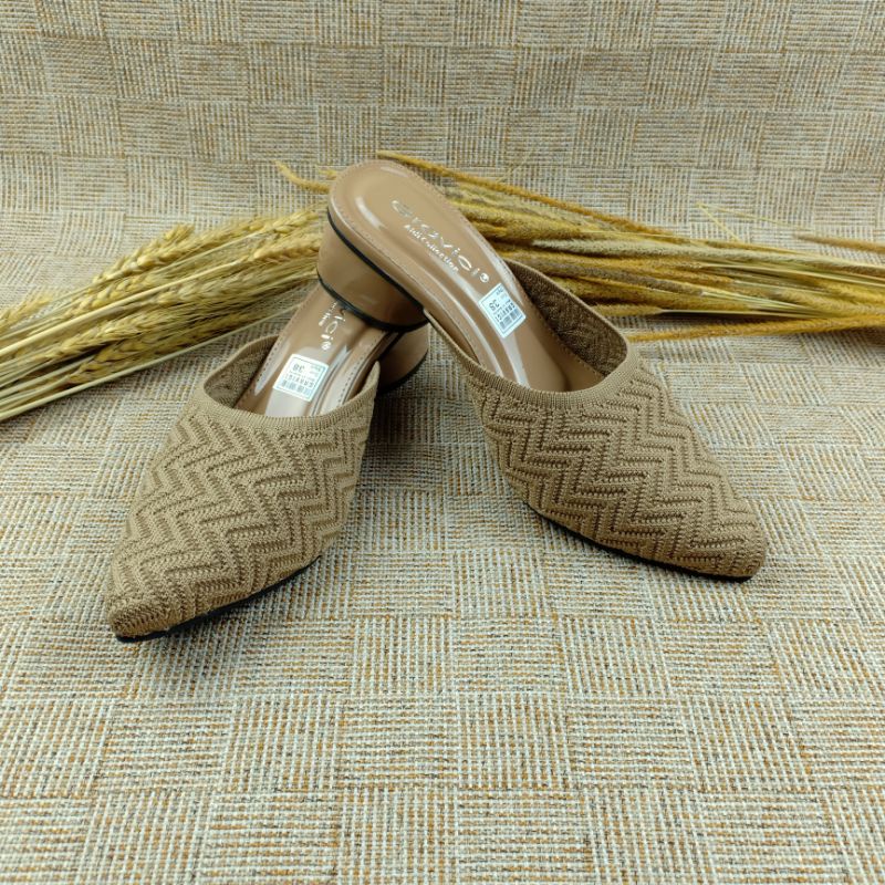 GRAVICI - Sepatu Slip On Mules Wanita Bahan Rajut Import AR 09