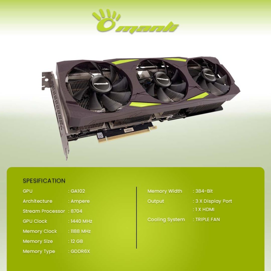 VGA NVIDIA MANLI RTX 3080 TI 12GB GDDR6X 384 BIT REAL CAPACITY