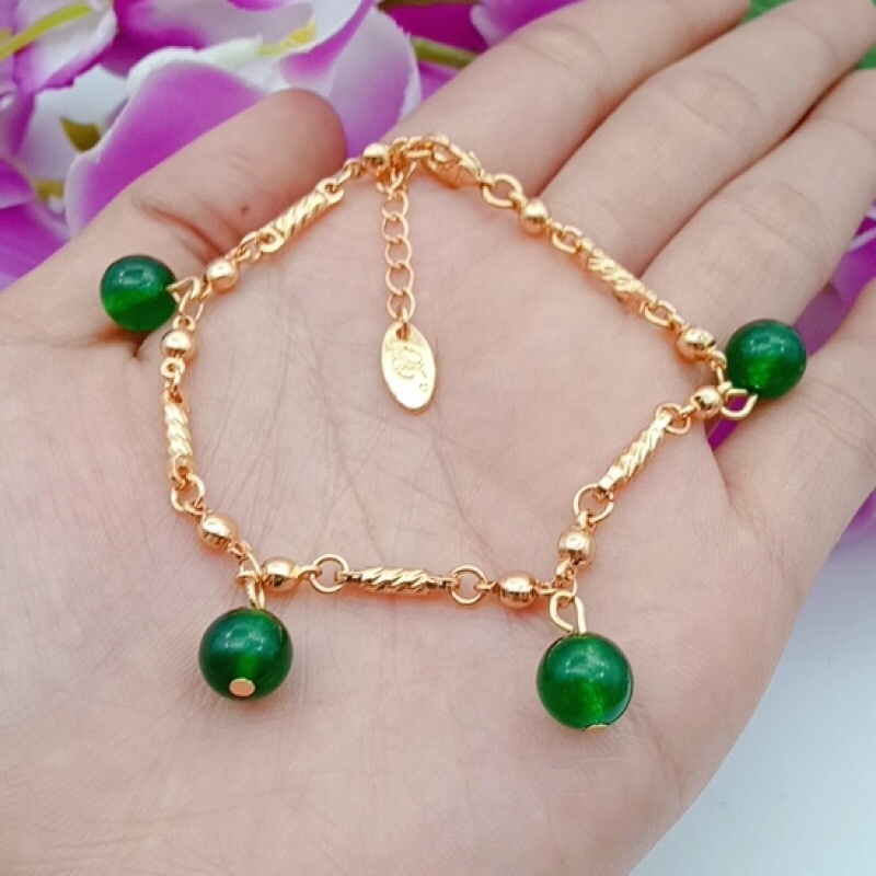 gelang wanita lapis emas permata giok terbaru star+