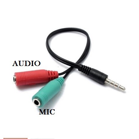 Kabel Audio Spliter jack 3.5 mm Headset + Mic( Clip on )
