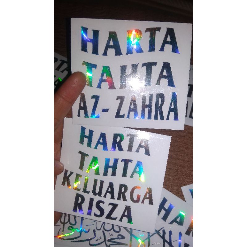 

*BISA CUSTOM* STIKER HOLOGRAM (HARTA TAHTA NAMA) TULISAN APA SAJA