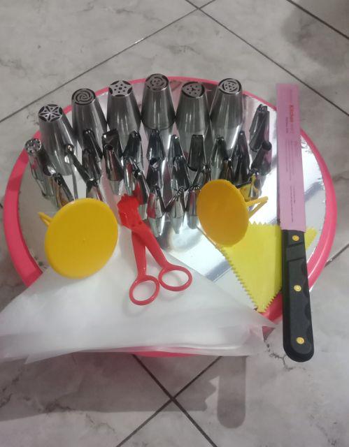 Dekor Set Meja Putar Hias Kue Lengkap Spuit Rusia Original