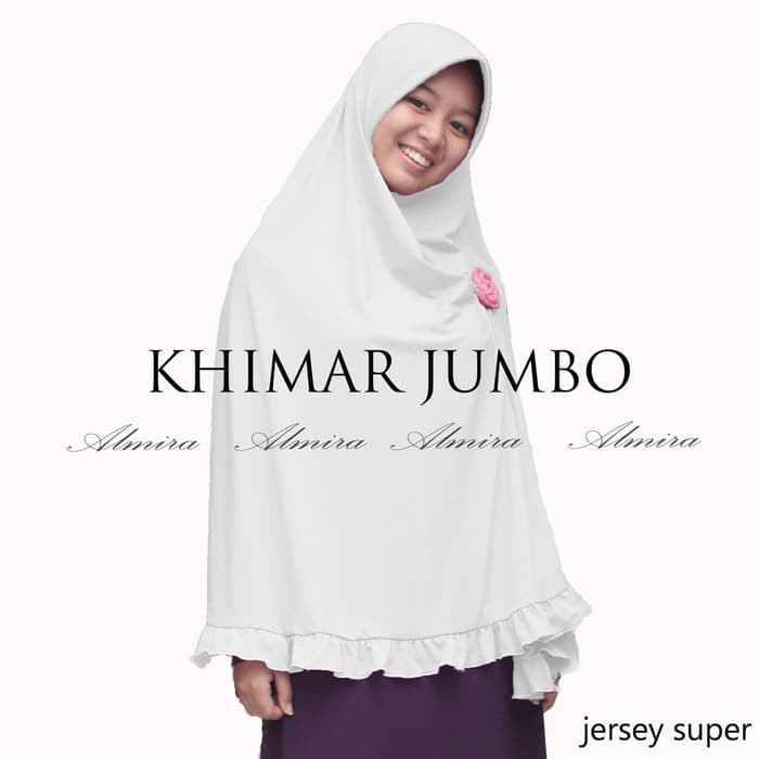 Jilbab Kerudung Bergo Khimar Jumbo Syari Almira - Putih
