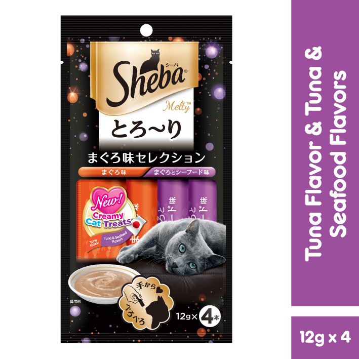 Sheba® Melty Snack Kucing Basah rasa Tuna Mix, Tuna Seafood, dan Katsuo Salmon 48gr - Isi 6-2