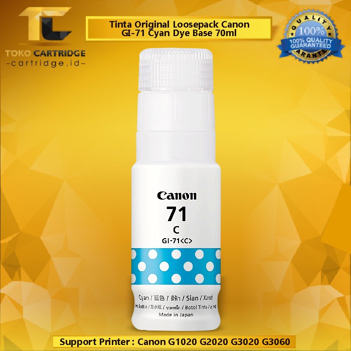 Tinta Canon GI-71 GI71 PGBK GI 71 Original Loosepack, Refill Ink Printer PIXMA G1020 G2020 G3020 G3060