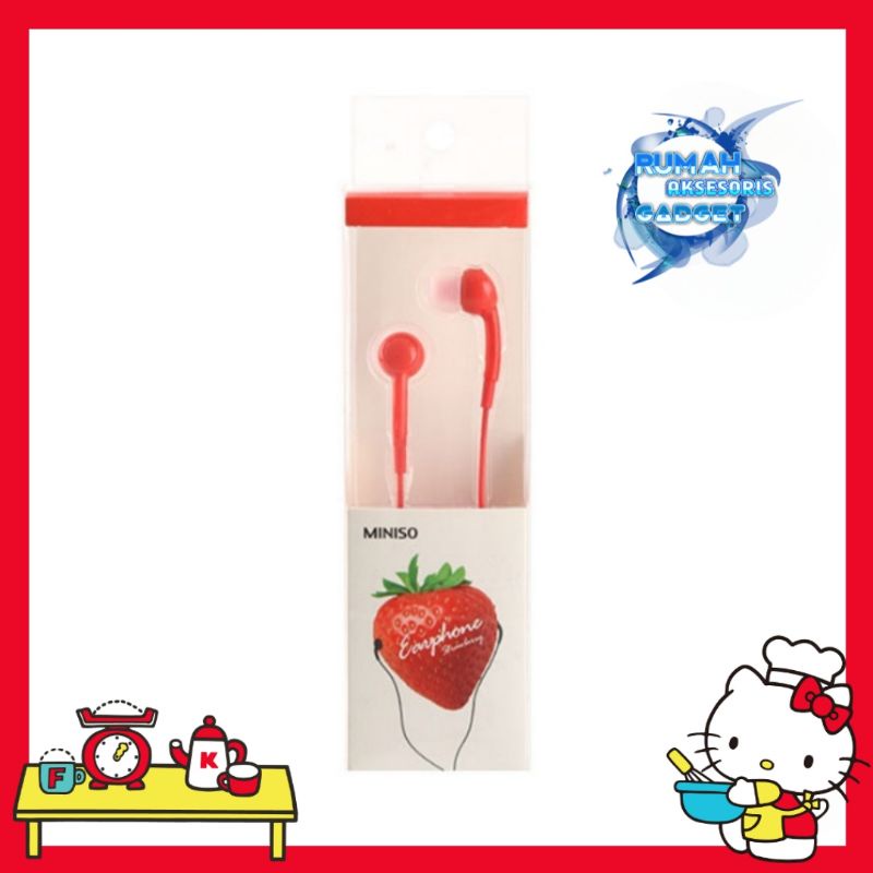 MINISO Hansfree HF ORIGINAL 100% Fruit series peach pink kiwi hijau green strawberry merah red earphone Wired in ear Headset