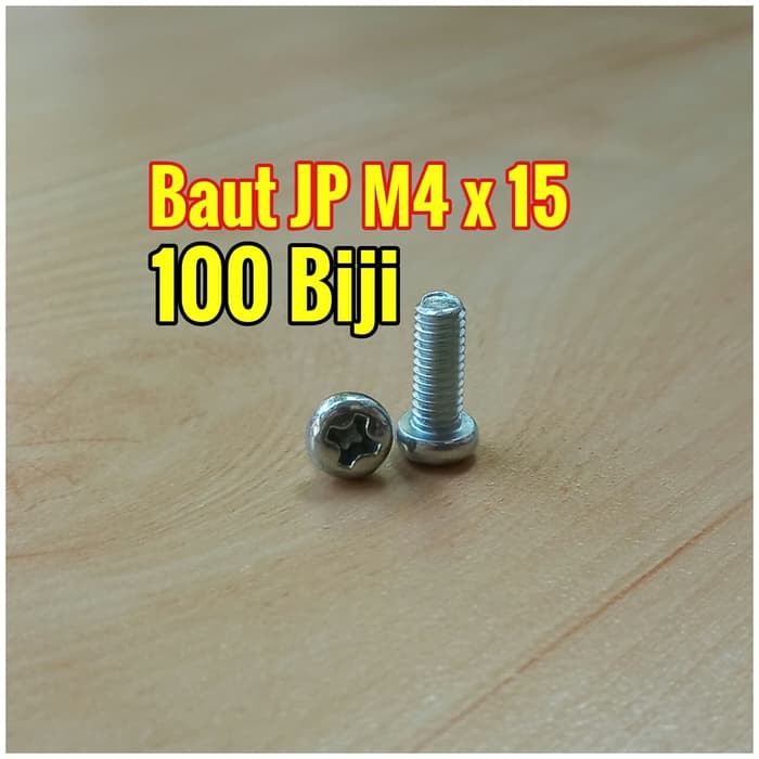 100pcs Baut JP M4 x 15 Plus 4 x 15 mm
