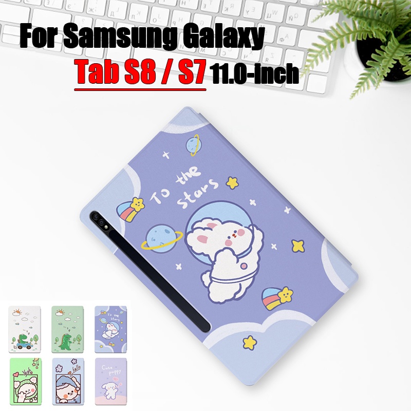 [Ready Stock] Untuk Samsung Galaxy Tab S8 2022 S7 11.0 &quot;SM-X700 SM-X706 SM-X706B SM-X706U SM-X706N SM-T870 SM-T875 SM-T876B Fashion Tablet Case Lucu Kartun Anime Flip Stand Cover